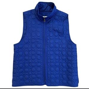 Coach Royal Blue Puffer Jacket with Quilted Design